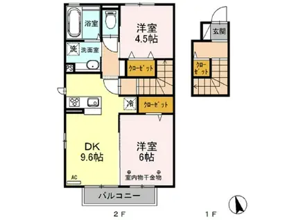 ヴェールK(2DK/2階)の間取り写真