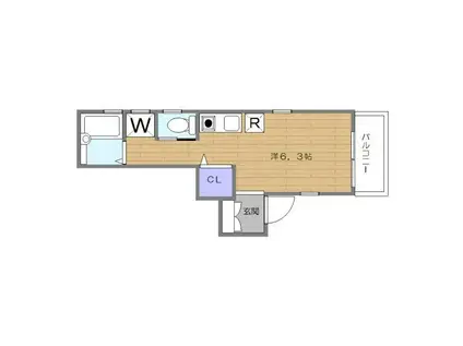 ブリーゼ(ワンルーム/2階)の間取り写真