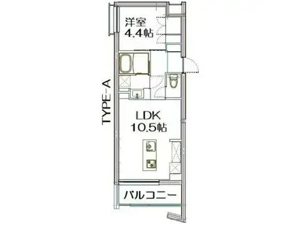 ノースWALL(1LDK/4階)の間取り写真