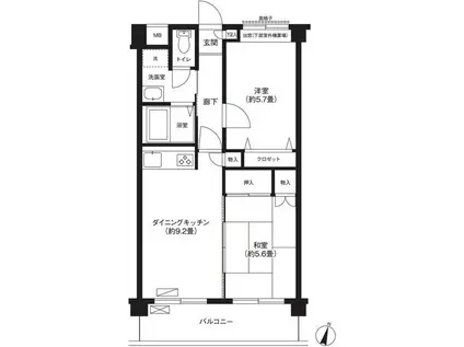 ファミール井荻(2DK/2階)の間取り写真