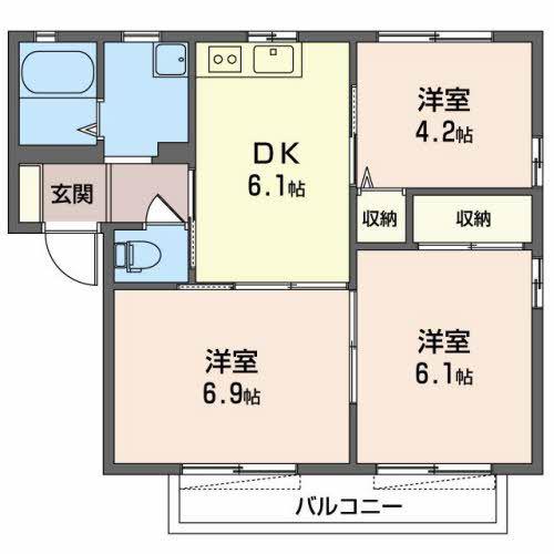 セナ・ブセナ B棟(3DK/2階)の間取り写真