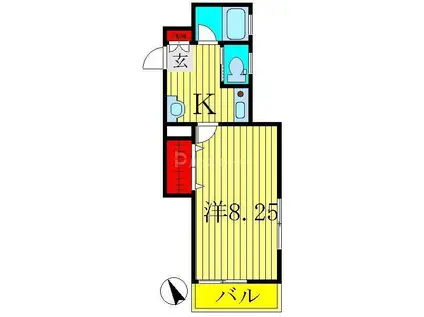 ベリーナ東(1K/2階)の間取り写真