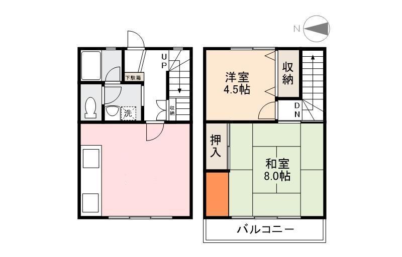 パルデンス木太(2LDK/1階)の間取り写真