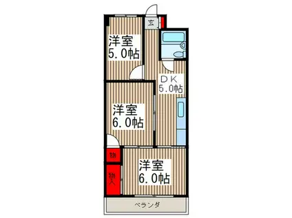 ハイツ美和(3DK/4階)の間取り写真