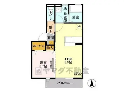 ルシール細谷A(1LDK/2階)の間取り写真