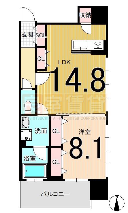 さくらHILLS ROKUBAN PLATINUM RESIDENCE(1LDK/9階)の間取り写真