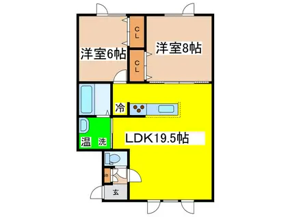 インペリアルSEIYA(2LDK/1階)の間取り写真