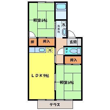 アメニティー中川(2LDK/2階)の間取り写真