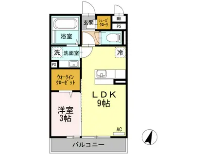 D-ROOM堀之内(1LDK/1階)の間取り写真