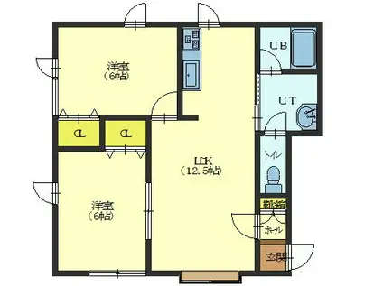 ベルメゾンA(2LDK/1階)の間取り写真