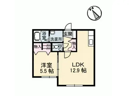 ラ・パルテール金岡東町(1LDK/1階)の間取り写真