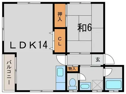 ハイムオークラ(1LDK/2階)の間取り写真
