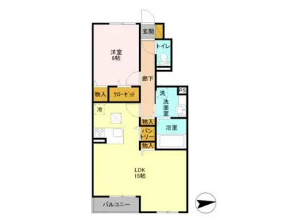 ベルーザ東船橋(1LDK/2階)の間取り写真