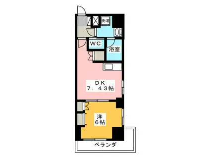 TRIBUTE尾張町(1DK/3階)の間取り写真