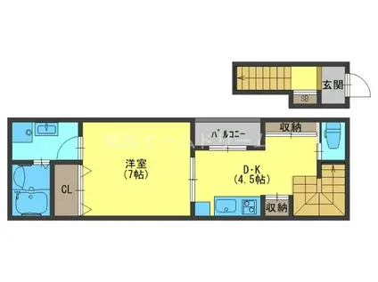 パルス南香里(1DK/2階)の間取り写真