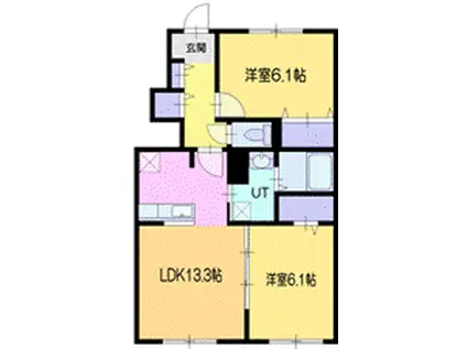 ノルド・北柏木 I(2LDK/1階)の間取り写真