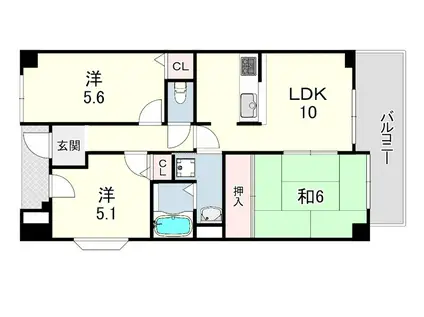 エス・バイ・エルマンション園田西(3LDK/2階)の間取り写真