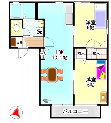 プリンス大島(2LDK/2階)の間取り写真