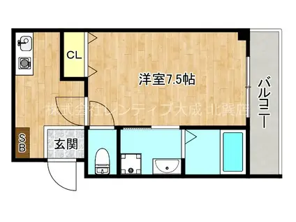 グランパシフィック今里(1K/3階)の間取り写真