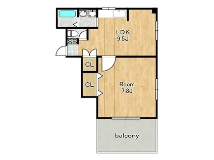 カダイ1号館(1LDK/4階)の間取り写真