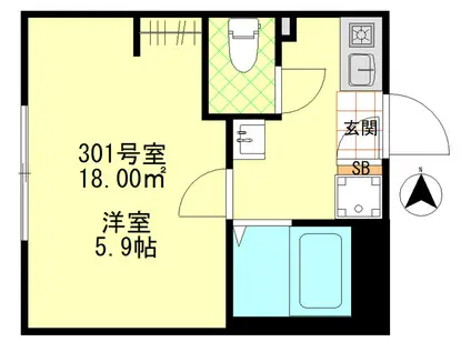 ルミナス千住大橋(1K/3階)の間取り写真