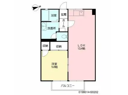 パストラル町田  G棟(1LDK/2階)の間取り写真