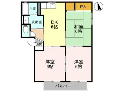 グランドクローニーヴィラ B(3DK/2階)の間取り写真