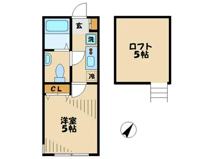 アザーレ・クオン新百合ヶ丘II(1K/2階)の間取り写真