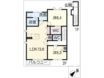 VILLACE A(2LDK/2階)の間取り写真