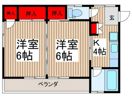 山の手ハイツ(2K/2階)の間取り写真
