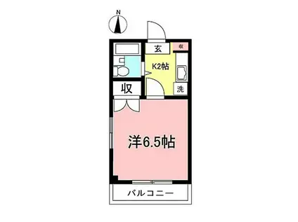 アクアバレー(1K/2階)の間取り写真