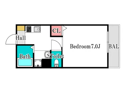 CROSS ROAD II(1K/1階)の間取り写真
