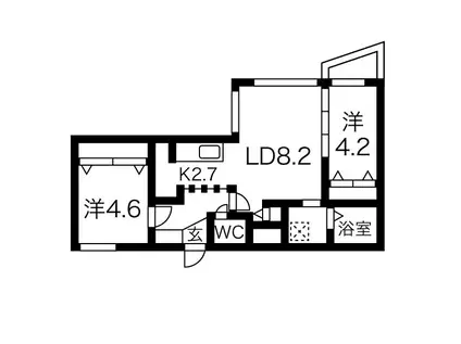 ラヴィ菊水(2LDK/4階)の間取り写真