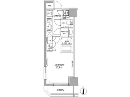 ザ・パークハビオ三軒茶屋(1K/5階)の間取り写真