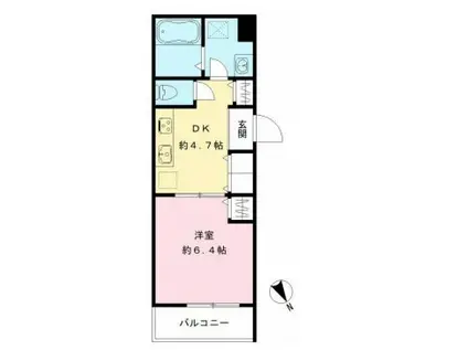 ルリエ目黒中央町(1DK/1階)の間取り写真