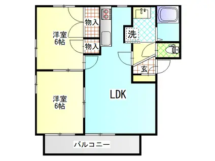 フォーレス桜木(2LDK/2階)の間取り写真