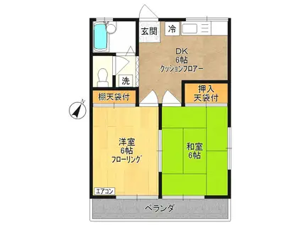 メゾン・リコウ(2DK/2階)の間取り写真