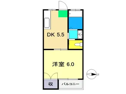 グリーンハイツ(1DK/3階)の間取り写真