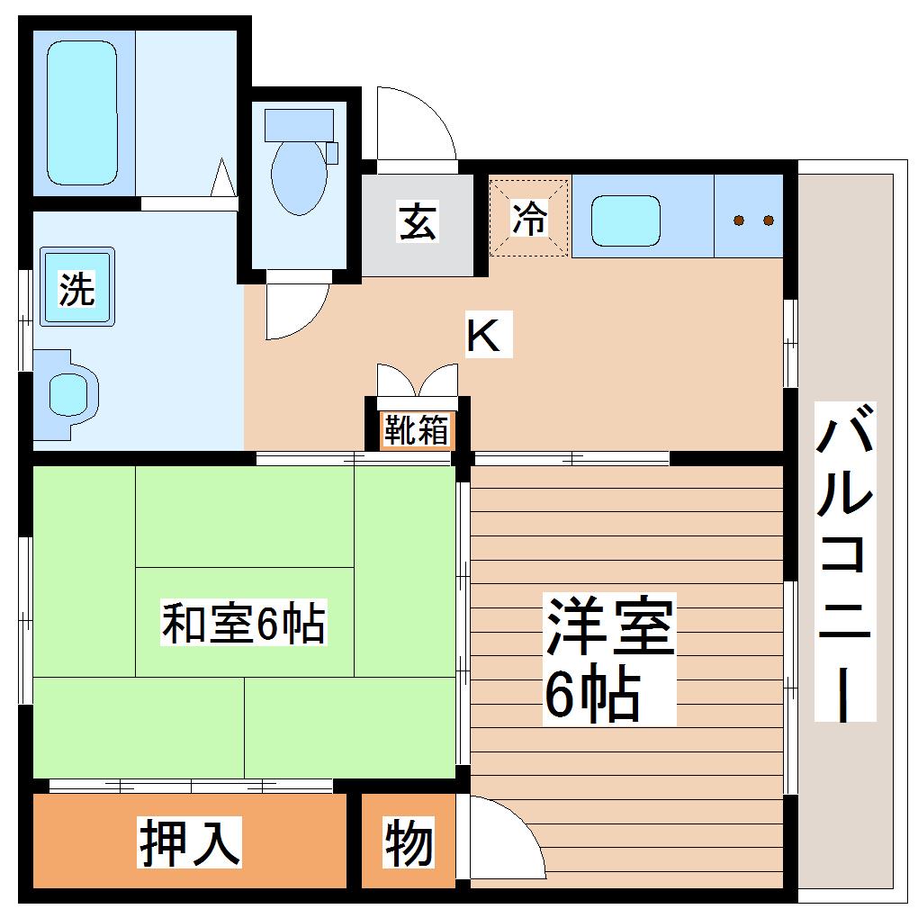 広岡ハイツ(2K/3階)の間取り写真