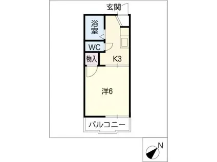 エステートB(1K/1階)の間取り写真