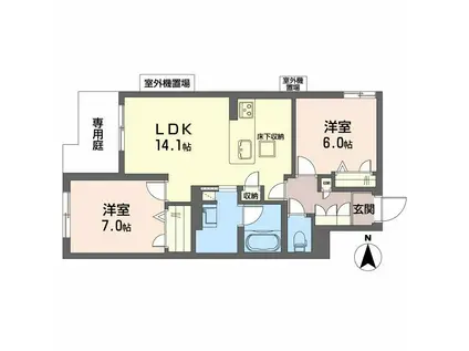 シャーメゾン香芝ワイケイ(2LDK/1階)の間取り写真