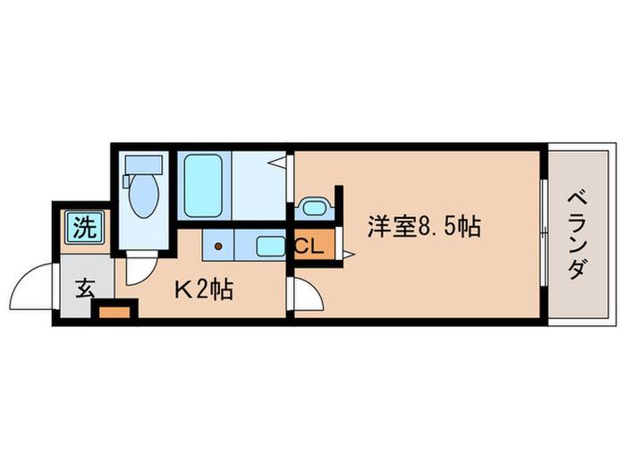 サンクリエート草津(1K/6階)の間取り写真