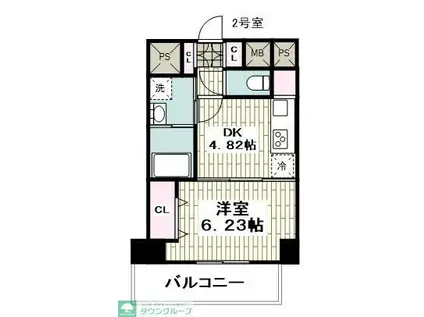 エシュレ関内(1DK/10階)の間取り写真