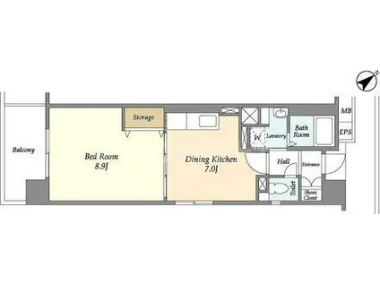 コーポレート稲毛海岸(1DK/2階)の間取り写真