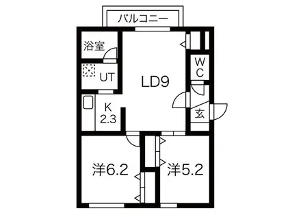 スカイヴィラ(2LDK/2階)の間取り写真