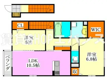 エアナス(2LDK/2階)の間取り写真