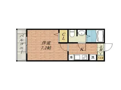 エスポアールAB棟(1K/1階)の間取り写真