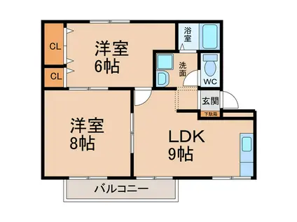 サンロード二重堀(2DK/1階)の間取り写真