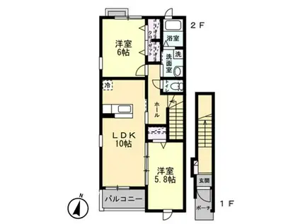 ウィステリア II(2LDK/2階)の間取り写真