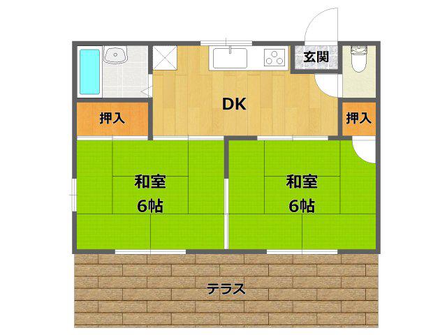 ファミール仁川Ⅰ(2DK/1階)の間取り写真